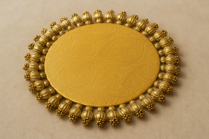 Gold   - classic red placemat -  golden beads placemat