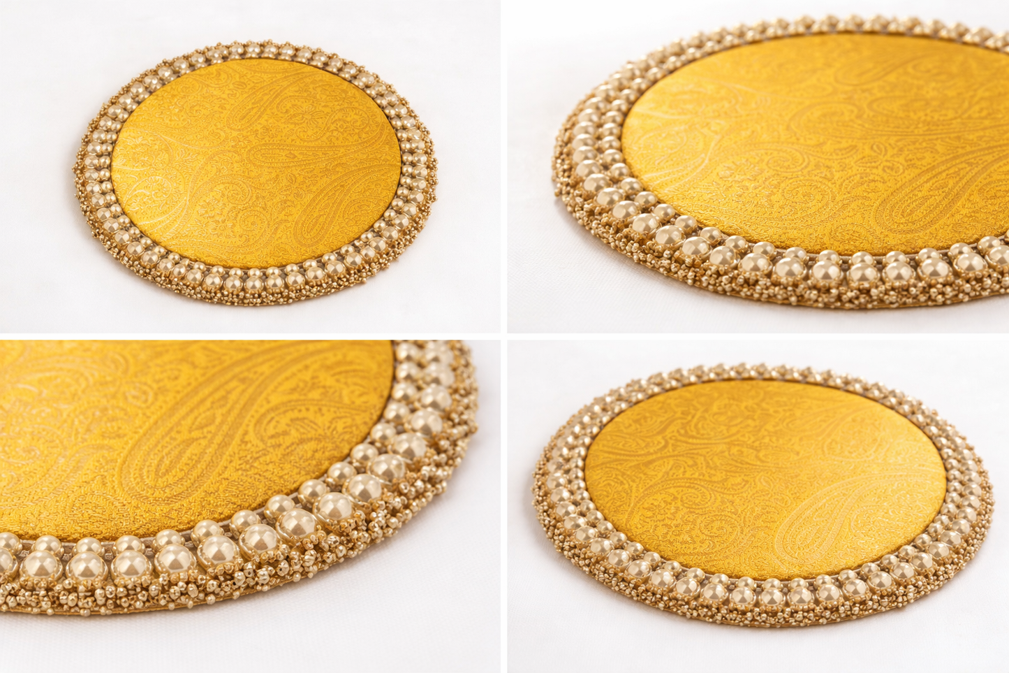 Gold   - classic red placemat -  golden beads placemat