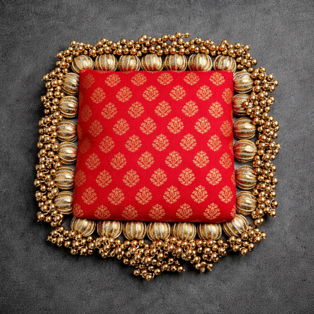 Single Buti - classic square placemat - golden beads single layer placemat