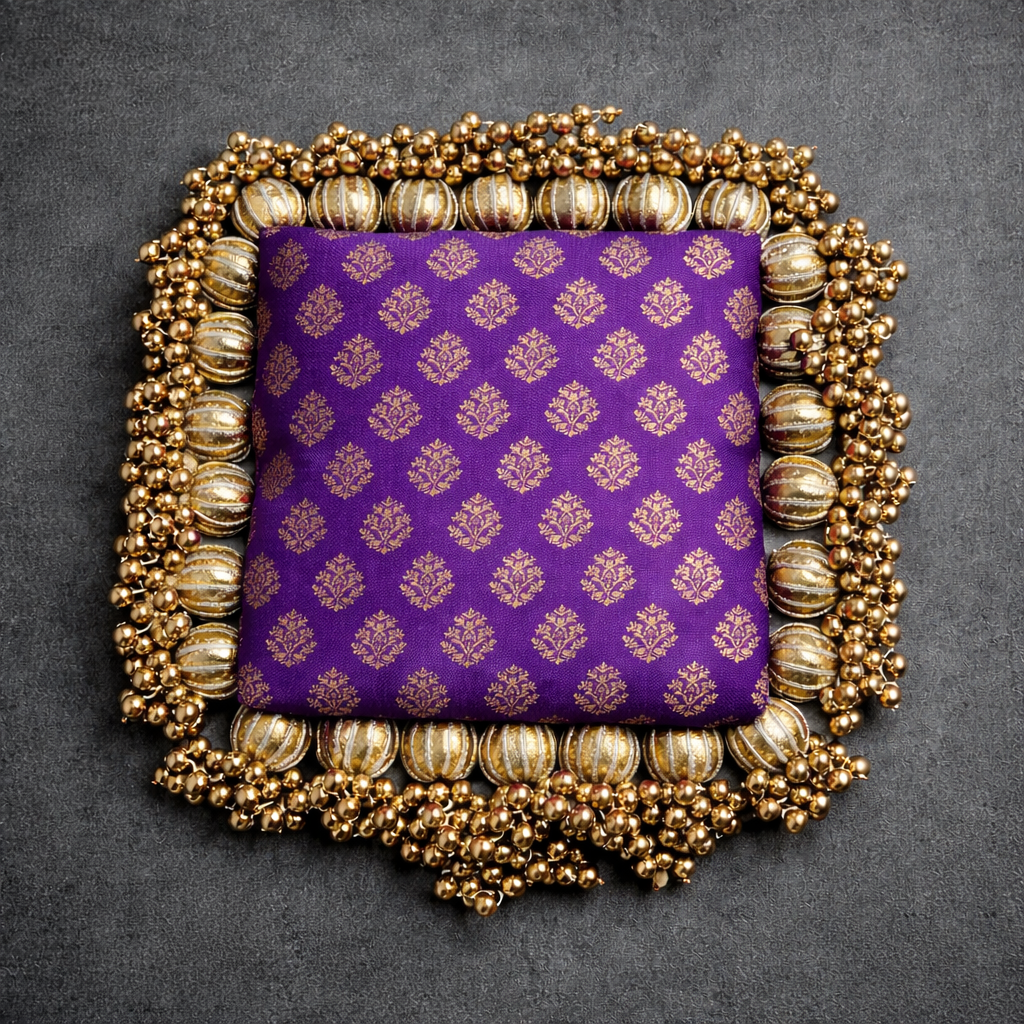 Single Buti - classic square placemat - golden beads single layer placemat
