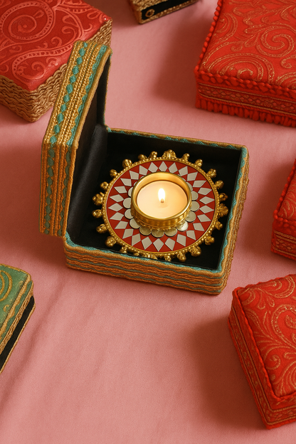Mirrorwork mandala tealight holder - various sizes and colors