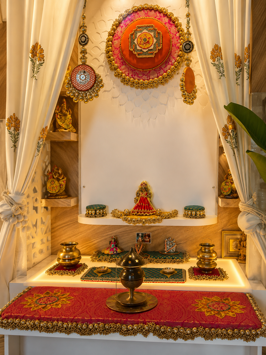 Ramna Home Rhythm x Decorchidiya Home Mandir Decor Set – Multi-Piece Festive & Floral Collection