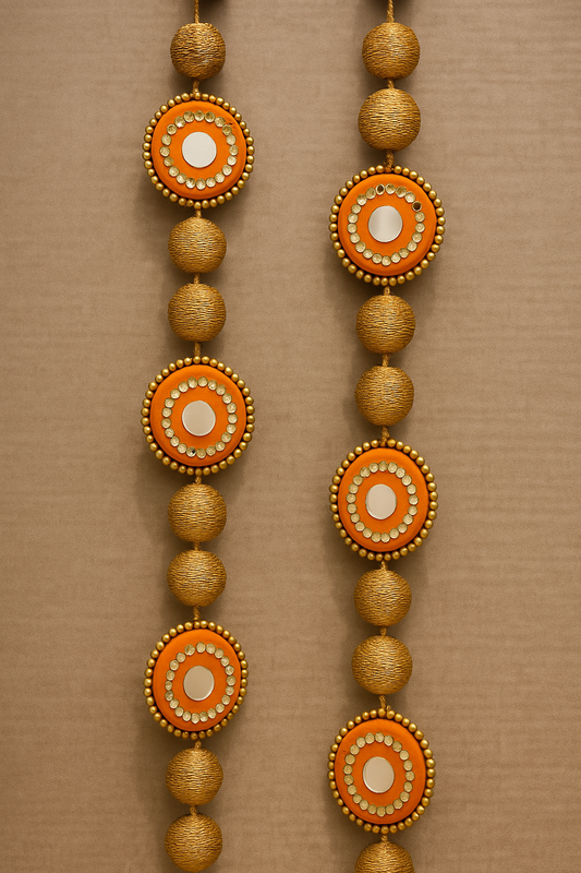 ZARI MIRROR WORK HANGING PAIR - VARIOUS COLORS