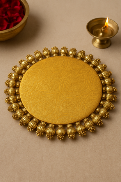 Gold   - classic red placemat -  golden beads placemat