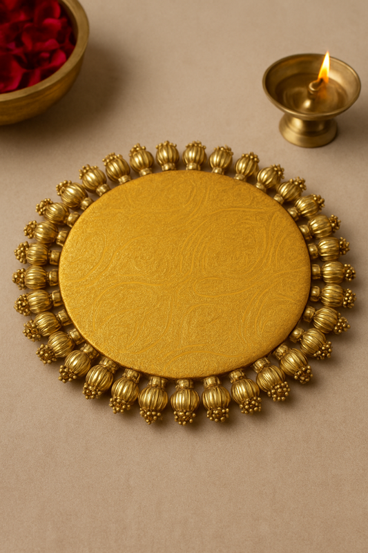 Gold   - classic red placemat -  golden beads placemat