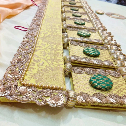 Exclusive - Chakor Toran - Yellow  - small motifs brocade toran