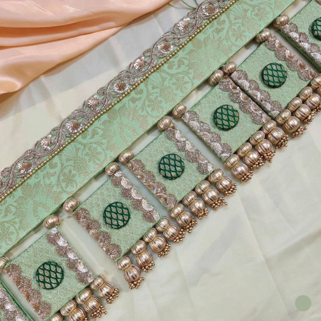 Exclusive - Chakor Toran - pastel green - small motifs brocade toran