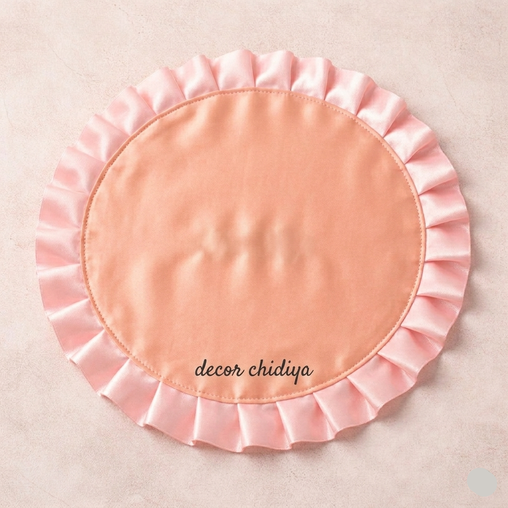 Blush Brocade Ruffled Table Set – Placemats & Runner