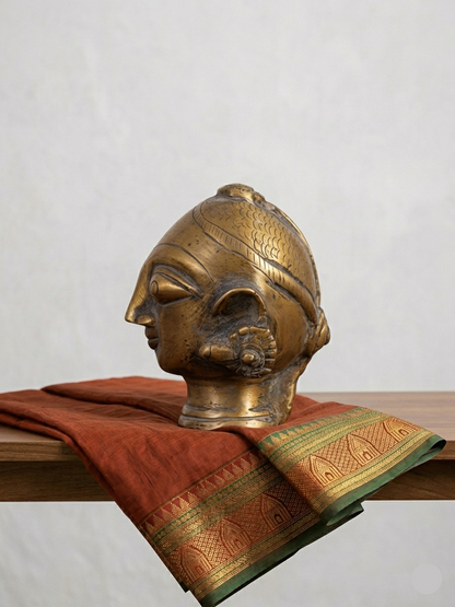 Antique Hand-Carved Brass Gauri Mukhlingam for Pooja & Sacred Decor