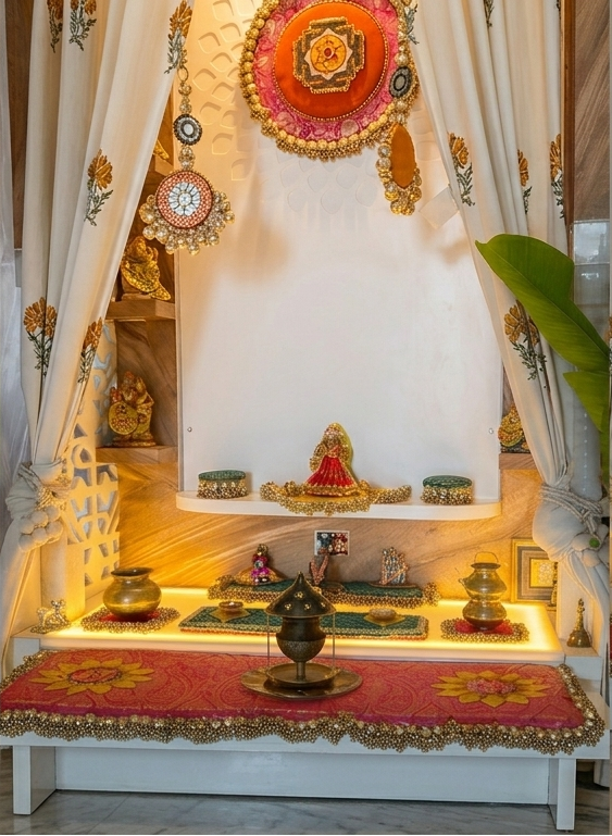 Ramna Home Rhythm x Decorchidiya Home Mandir Decor Set – Multi-Piece Festive & Floral Collection