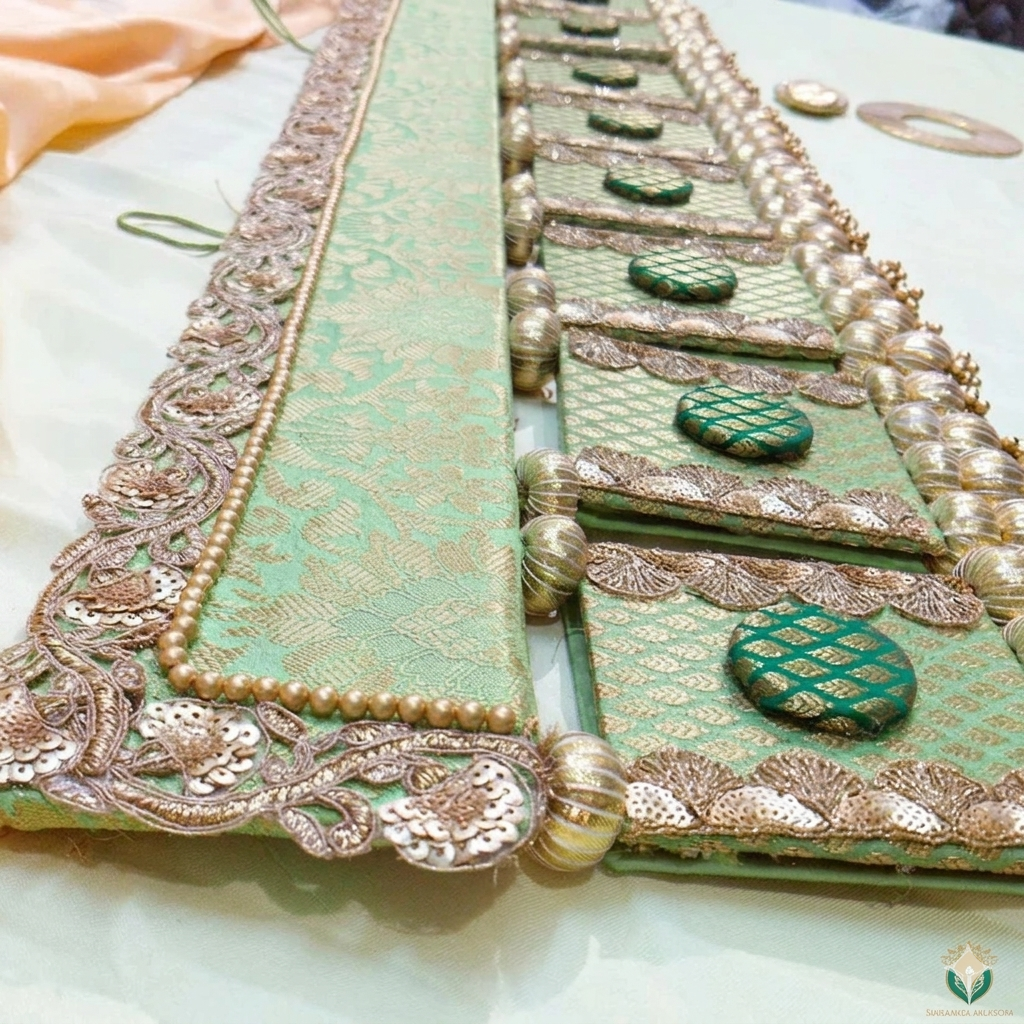 Exclusive - Chakor Toran - pastel green - small motifs brocade toran