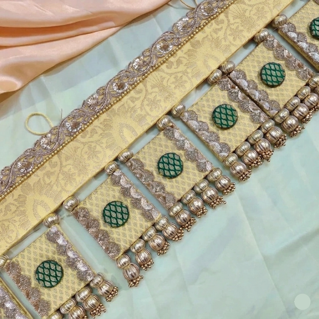 Exclusive - Chakor Toran - Yellow  - small motifs brocade toran