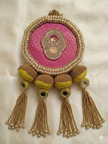 Ambuj-pink and yellow - wall hanging