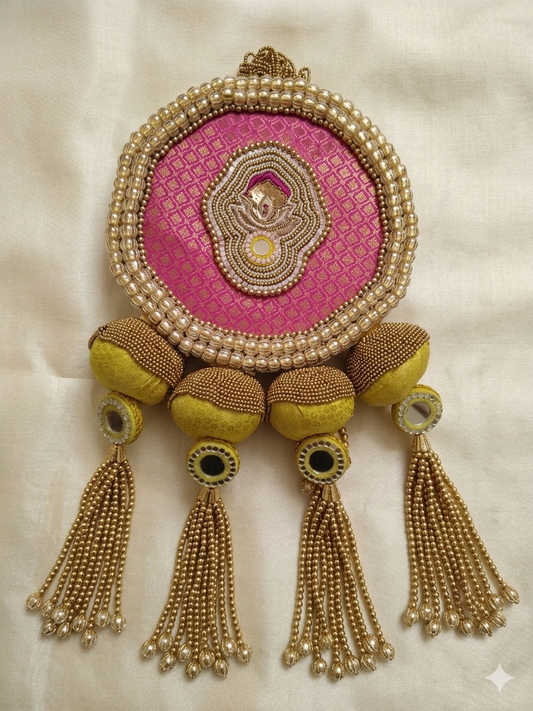 Ambuj-pink and yellow - wall hanging