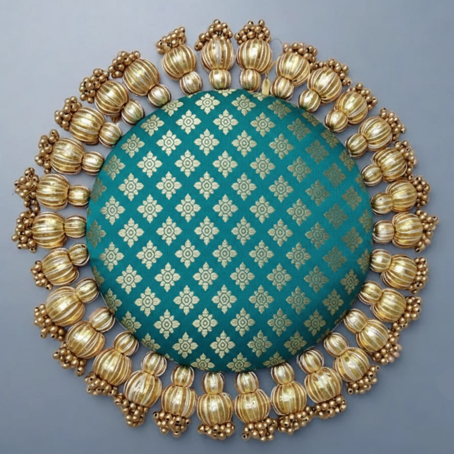 Teal - classic placemat - golden beads