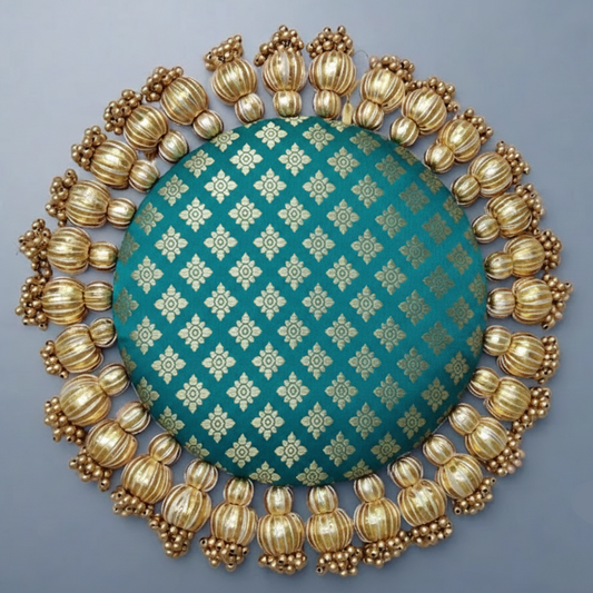 Teal - classic placemat - golden beads