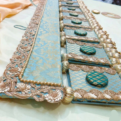 Exclusive - Chakor Toran - Sky blue - small motifs brocade toran