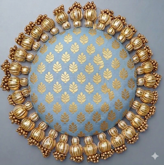 Powder blue- classic placemat - golden beads
