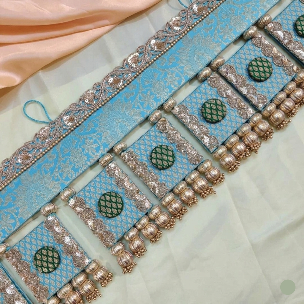 Exclusive - Chakor Toran - Sky blue - small motifs brocade toran