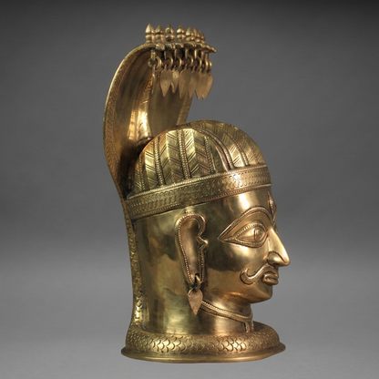 Brass Shiva Mukhlingam With Nagabharanam 13"