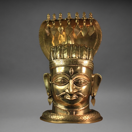 Brass Shiva Mukhlingam With Nagabharanam 13"