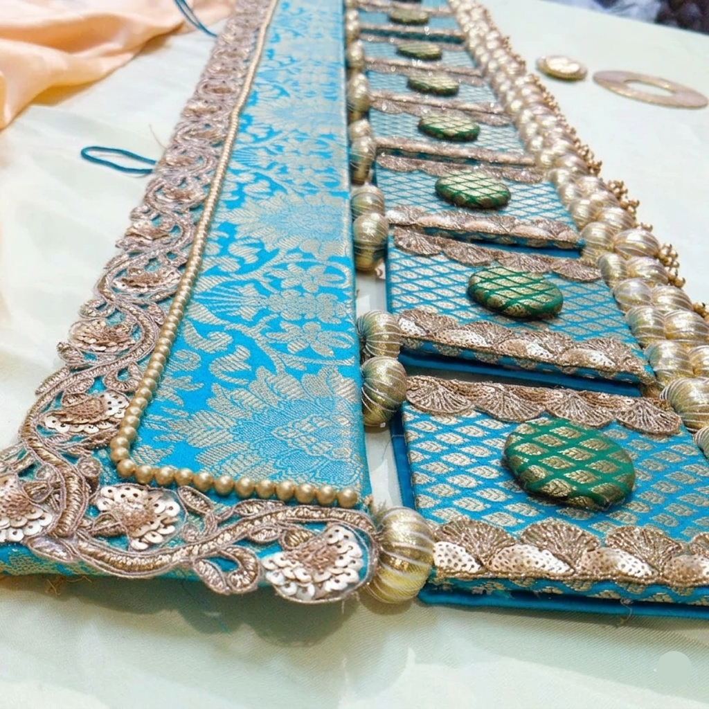 Exclusive - Chakor Toran - Sky blue - small motifs brocade toran