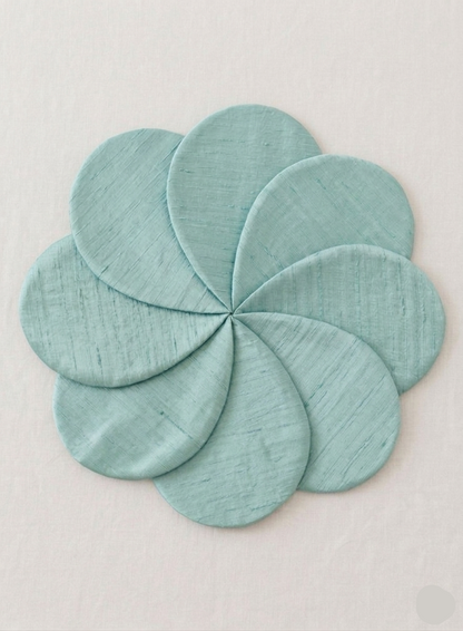 Light Aqua Flower Shape Layered Placemat – Textured Brocade Table Mat