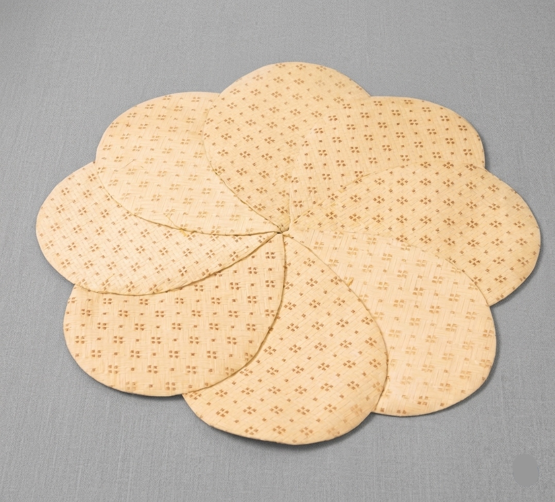 Beige Flower Shape Layered Placemat – Textured Brocade Table Mat