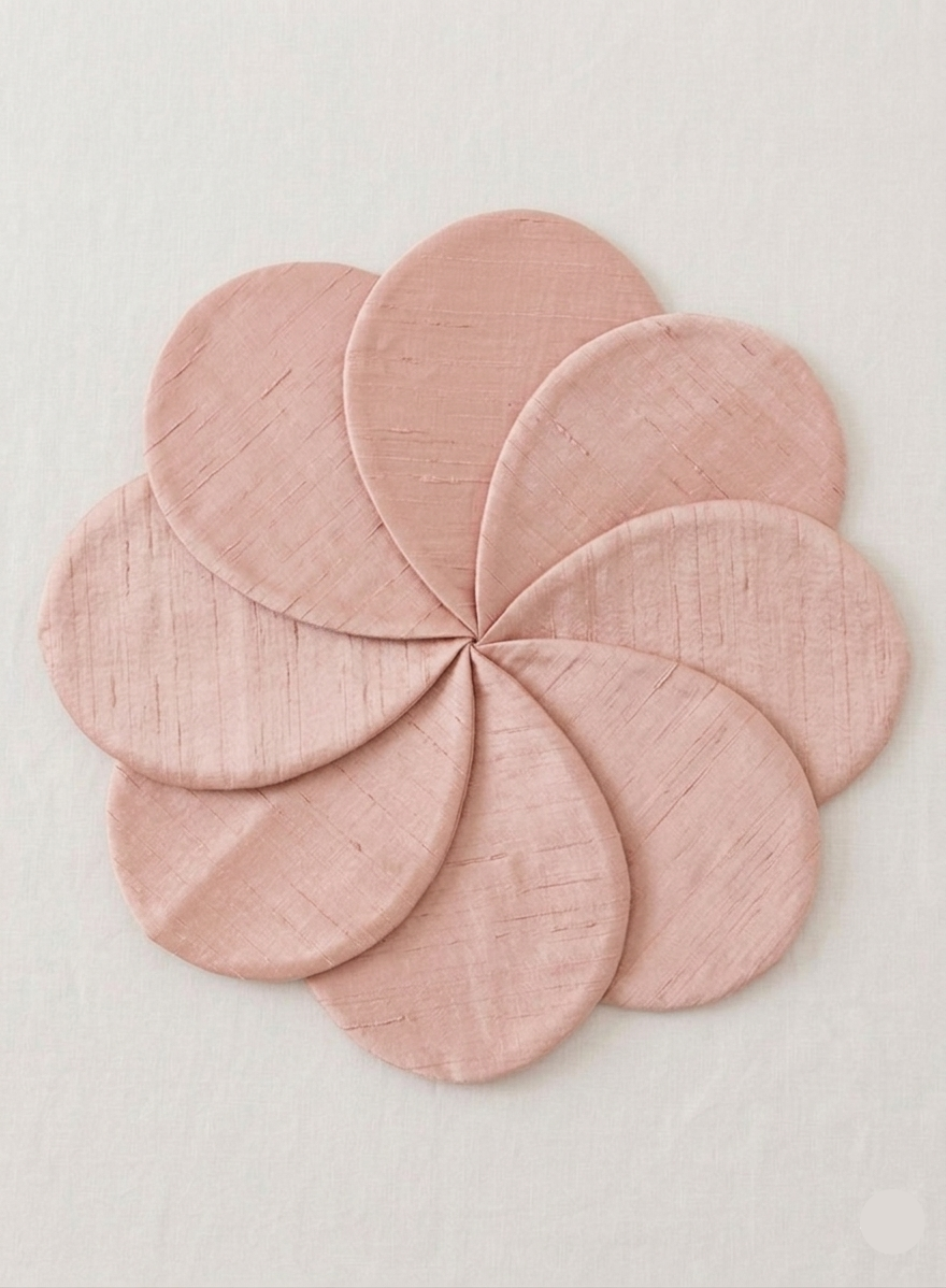 Blush pink Flower Shape Layered Placemat – Textured Brocade Table Mat