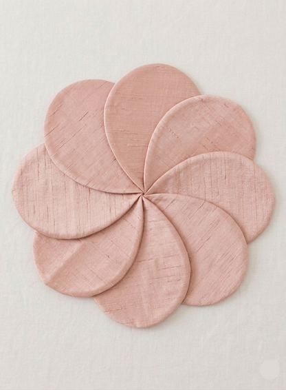 Blush pink Flower Shape Layered Placemat – Textured Brocade Table Mat
