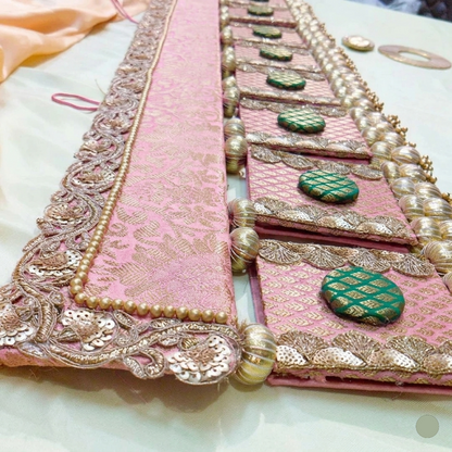 Exclusive- Chakor  Toran  -baby pink - small motifs brocade toran