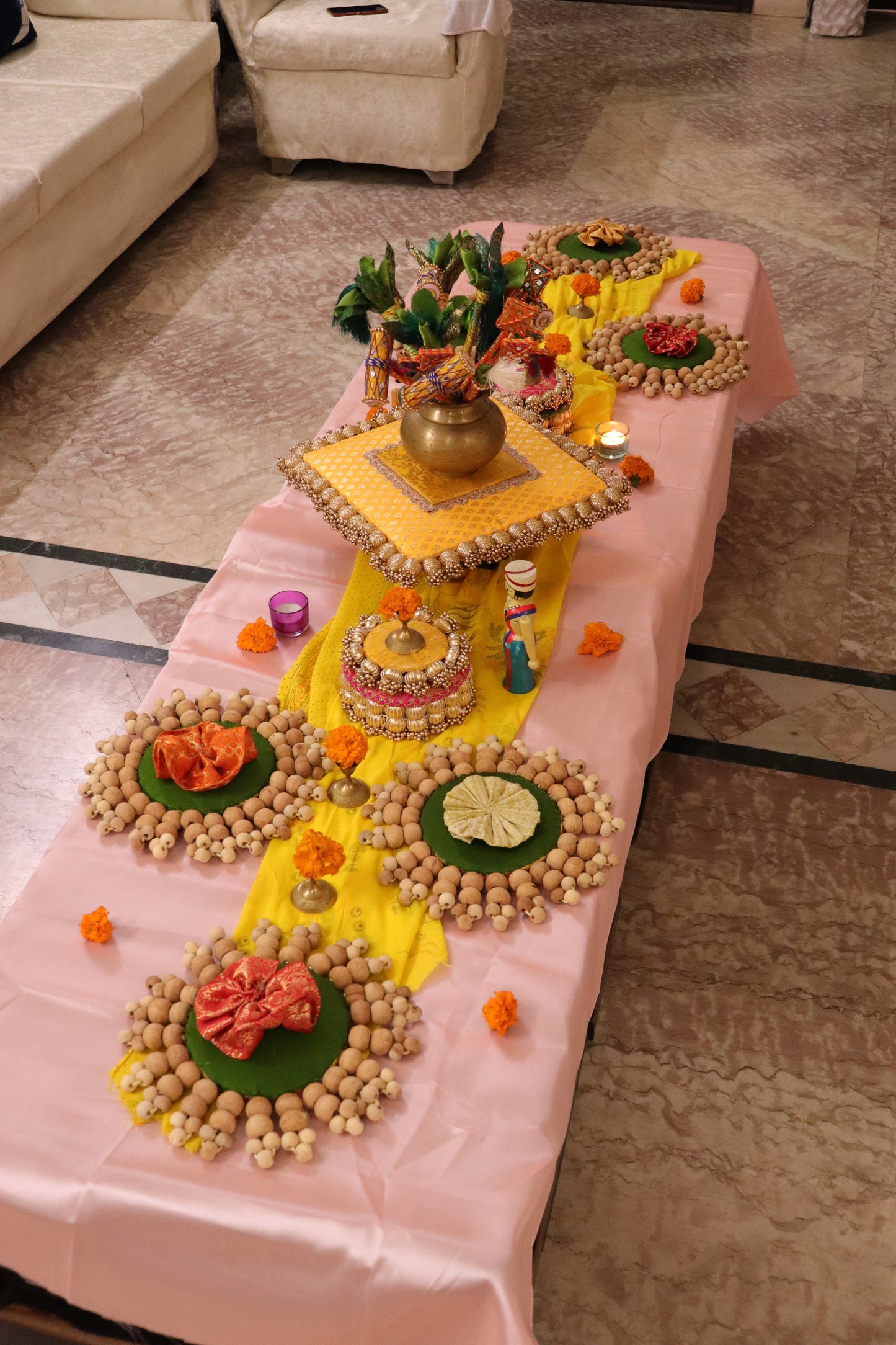 Handcrafted Yellow Table Décor Set for Festive & table Styling