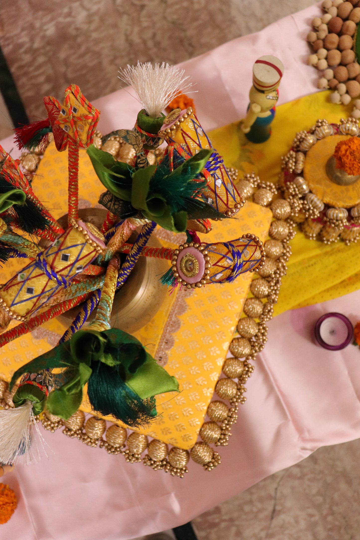 Handcrafted Yellow Table Décor Set for Festive & table Styling