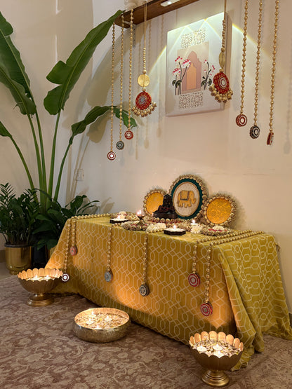 Decorthecorner x Decorchidiya – Full Mandir Decor Set (24 pcs, Mandir not included)