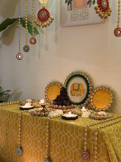 Decorthecorner x Decorchidiya – Full Mandir Decor Set (24 pcs, Mandir not included)