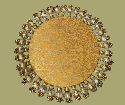 Gold   - classic red placemat -  golden beads placemat