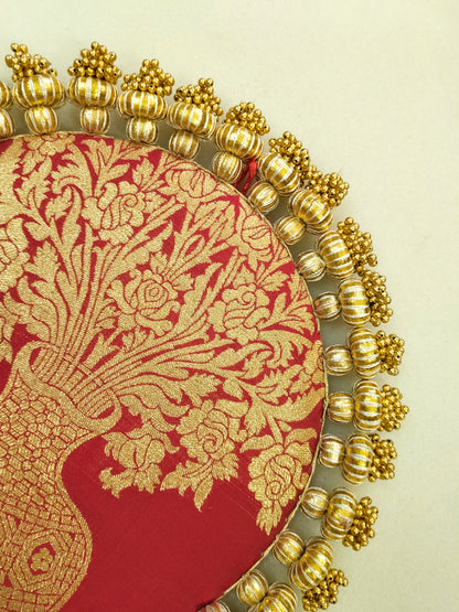 Laal Kalsi Placemat – Maroon & Gold Brocade Table Mat