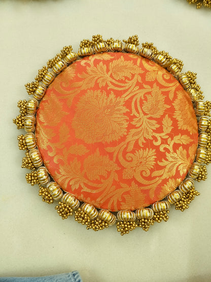 Orange  Single Bead Tassel Placemat - Narangi rang - Ektara Placemat