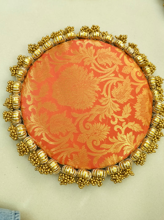 Orange  Single Bead Tassel Placemat - Narangi rang - Ektara Placemat