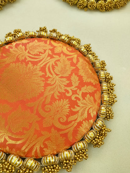 Orange  Single Bead Tassel Placemat - Narangi rang - Ektara Placemat