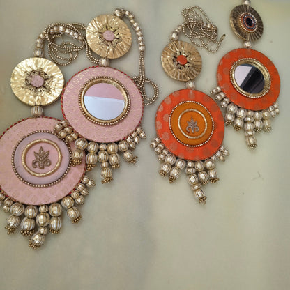 Mirrorwork dabka flower  hanging Pair - reversible - color option