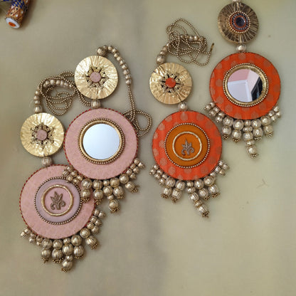 Mirrorwork dabka flower  hanging Pair - reversible - color option