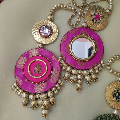 Mirrorwork dabka flower  hanging Pair - reversible - color option