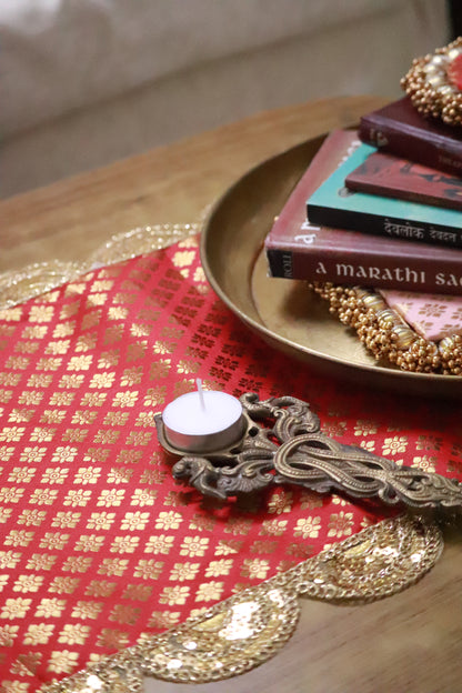 Banarasi Table  runner - various sizes - red color