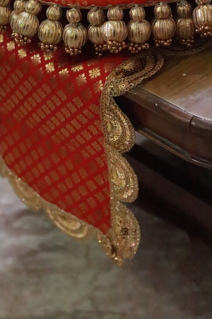 Banarasi Table  runner - various sizes - red color