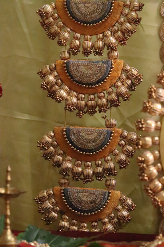 Ardhchandrama hangings yellow & grey Brocade Hangings – Handmade Festive Decor | Multiple Lengths