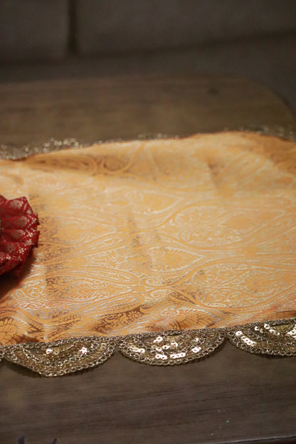 Banarasi Table  runner - various sizes - Yellow  color