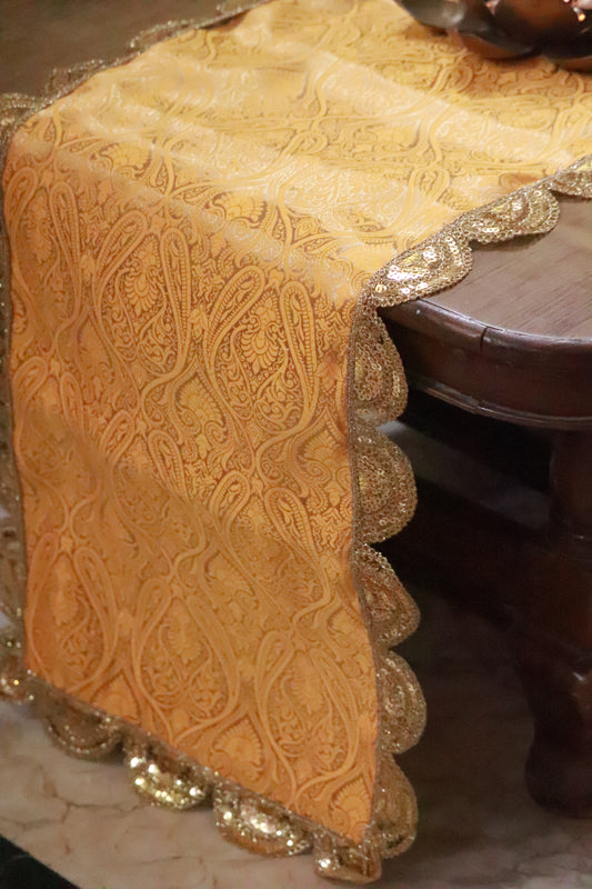 Banarasi Table  runner - various sizes - Yellow  color