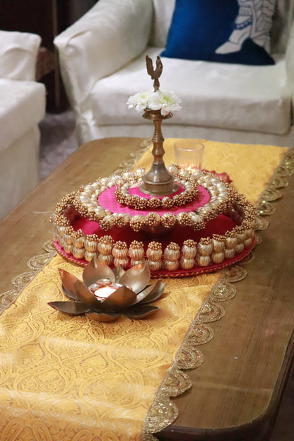 Banarasi Table  runner - various sizes - Yellow  color