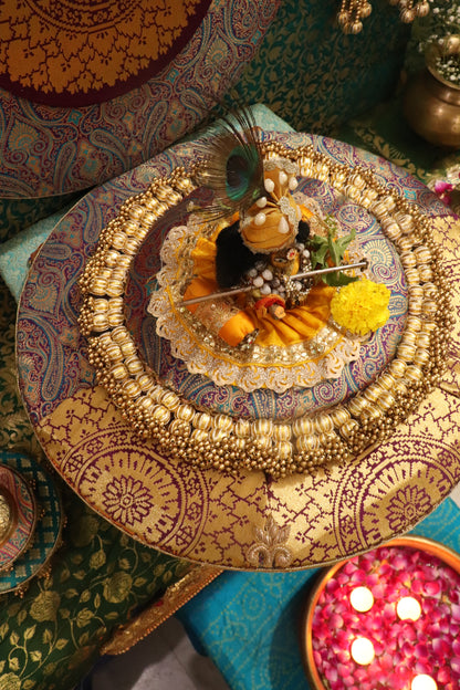 Peacock Theme Pooja Decor Set | Ganpati, Janmashtami & Festive Mandir Decoration at Home
